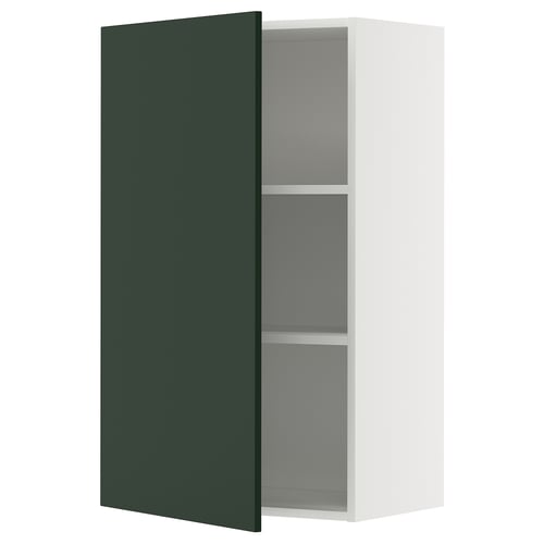 METOD Élément mural + tablettes, blanc/Havstorp vert profond, 60x100 cm