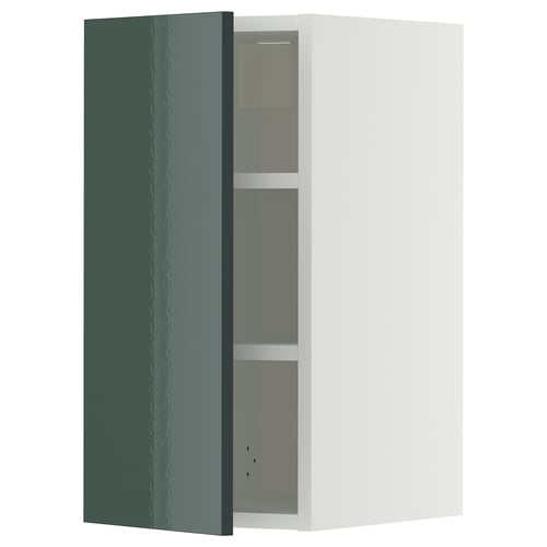 METOD Élément mural + tablettes, blanc/Kallarp gris-vert foncé brillant, 30x60 cm