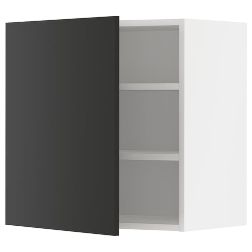 METOD Élément mural + tablettes, blanc/Nickebo anthracite mat, 60x60 cm
