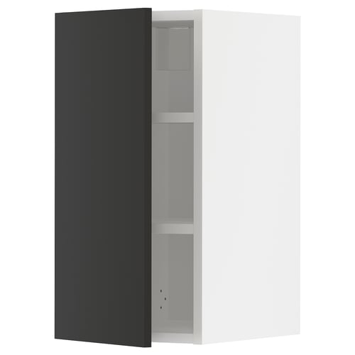 METOD Élément mural + tablettes, blanc/Nickebo anthracite mat, 30x60 cm