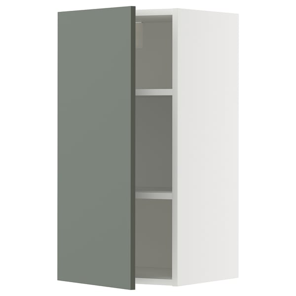 METOD Élément mural + tablettes, blanc/Nickebo gris mat-vert, 40x80 cm