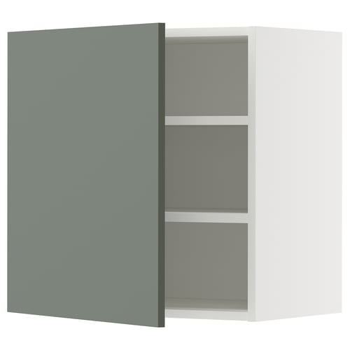 METOD Élément mural + tablettes, blanc/Nickebo gris mat-vert, 60x60 cm