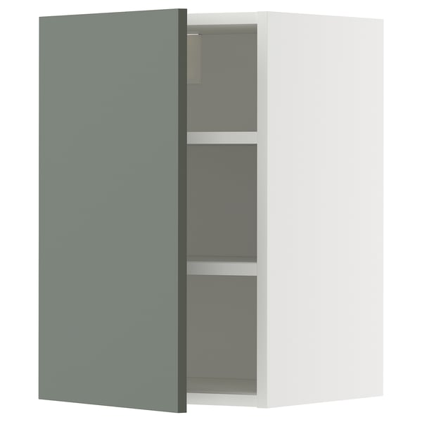 METOD Élément mural + tablettes, blanc/Nickebo gris mat-vert, 40x60 cm