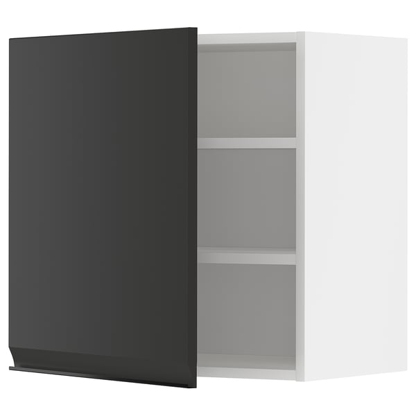 METOD Élément mural + tablettes, blanc/Upplöv anthracite mat, 60x60 cm