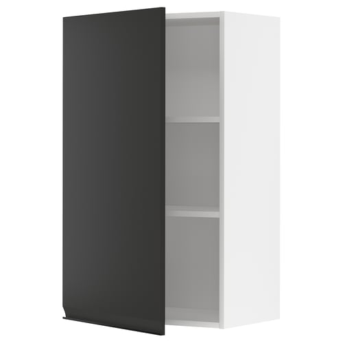 METOD Élément mural + tablettes, blanc/Upplöv anthracite mat, 60x100 cm