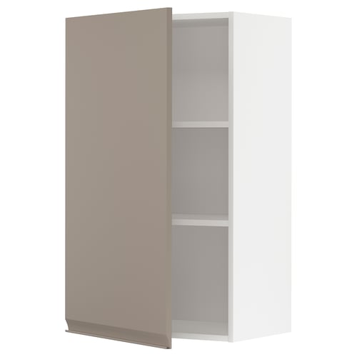 METOD Élément mural + tablettes, blanc/Upplöv beige foncé mat, 60x100 cm