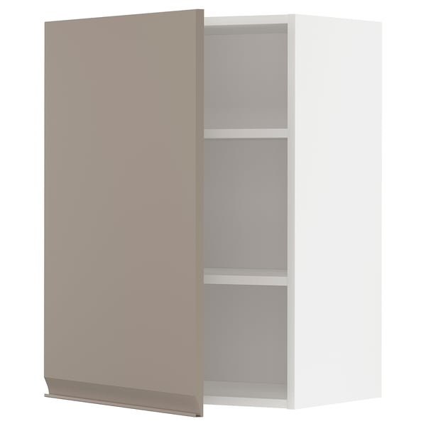 METOD Élément mural + tablettes, blanc/Upplöv beige foncé mat, 60x80 cm