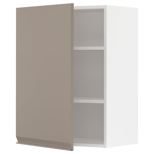METOD Élément mural + tablettes, blanc/Upplöv beige foncé mat, 60x80 cm
