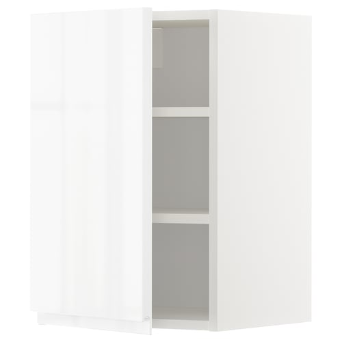 METOD Élément mural + tablettes, blanc/Voxtorp brillant/blanc, 40x60 cm