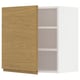 METOD Élément mural + tablettes, blanc/Voxtorp motif chêne, 60x60 cm