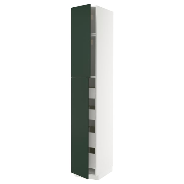 METOD / MAXIMERA Armoire 2 portes/4 tiroirs, blanc/Havstorp vert profond, 40x60x240 cm