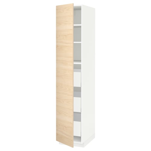 METOD / MAXIMERA Élément armoire avec tiroirs, blanc/Askersund effet frêne clair, 40x60x200 cm