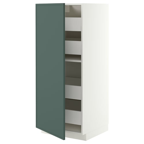METOD / MAXIMERA Élément armoire avec tiroirs, blanc/Aspudden gris-vert foncé, 60x60x140 cm