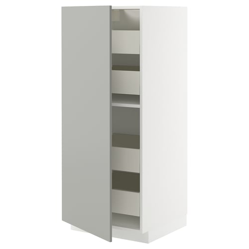 METOD / MAXIMERA Élément armoire avec tiroirs, blanc/Havstorp gris clair, 60x60x140 cm