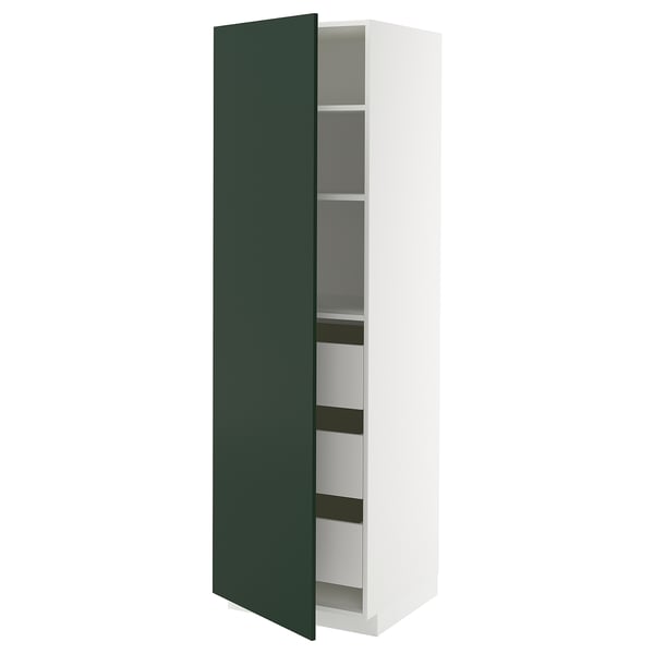 METOD / MAXIMERA Élément armoire avec tiroirs, blanc/Havstorp vert profond, 60x60x200 cm