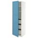 METOD / MAXIMERA Élément armoire avec tiroirs, blanc/Lerhyttan bleu, 60x60x200 cm