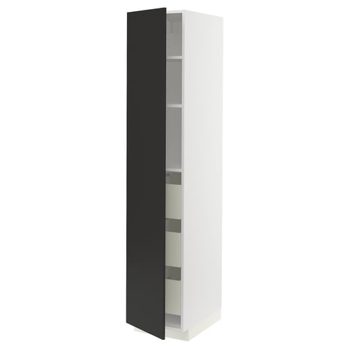 METOD / MAXIMERA Élément armoire avec tiroirs, blanc/Nickebo anthracite mat, 40x60x200 cm
