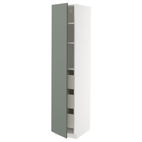 METOD / MAXIMERA Élément armoire avec tiroirs, blanc/Nickebo gris mat-vert, 40x60x200 cm