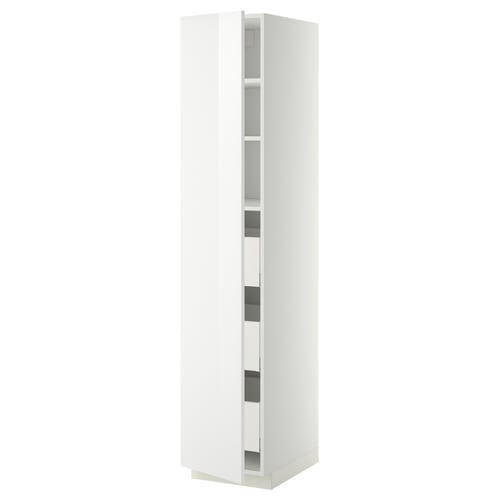 METOD / MAXIMERA Élément armoire avec tiroirs, blanc/Ringhult blanc, 40x60x200 cm