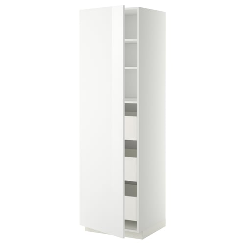 METOD / MAXIMERA Élément armoire avec tiroirs, blanc/Ringhult blanc, 60x60x200 cm