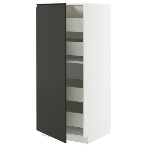 METOD / MAXIMERA Élément armoire avec tiroirs, blanc/Upplöv anthracite mat, 60x60x140 cm