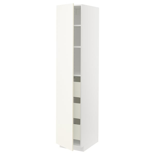 METOD / MAXIMERA Élément armoire avec tiroirs, blanc/Vallstena blanc, 40x60x200 cm