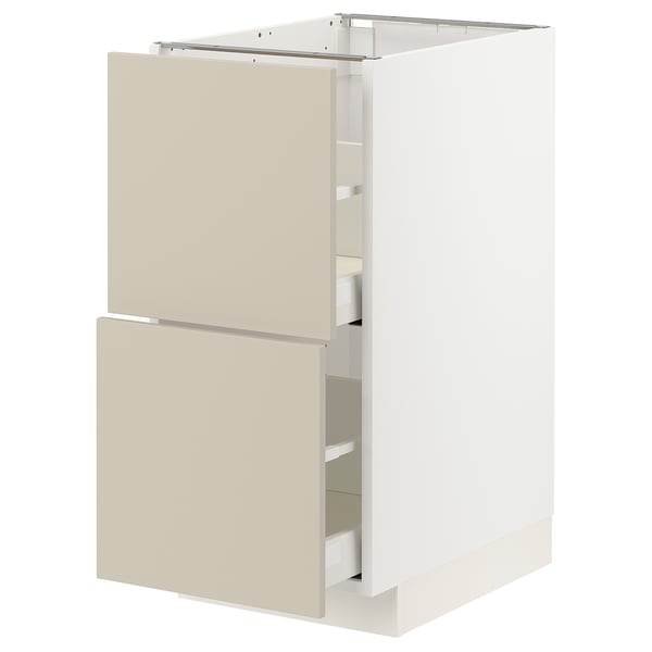 METOD / MAXIMERA Élément bas 2 faces/2 tiroirs hauts, blanc/Havstorp beige, 40x60 cm