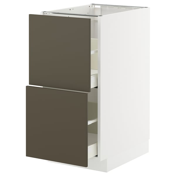 METOD / MAXIMERA Élément bas 2 faces/2 tiroirs hauts, blanc/Havstorp brun-beige, 40x60 cm