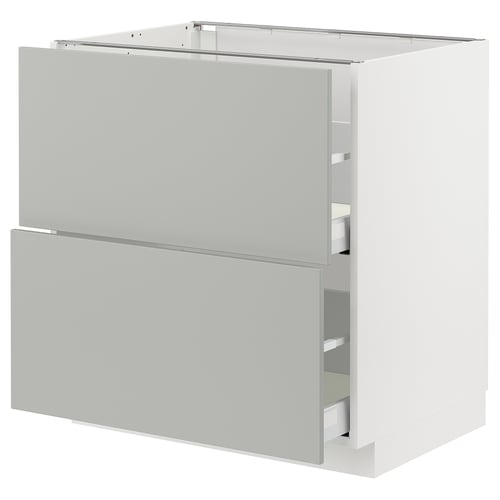 METOD / MAXIMERA Élément bas 2 faces/2 tiroirs hauts, blanc/Havstorp gris clair, 80x60 cm