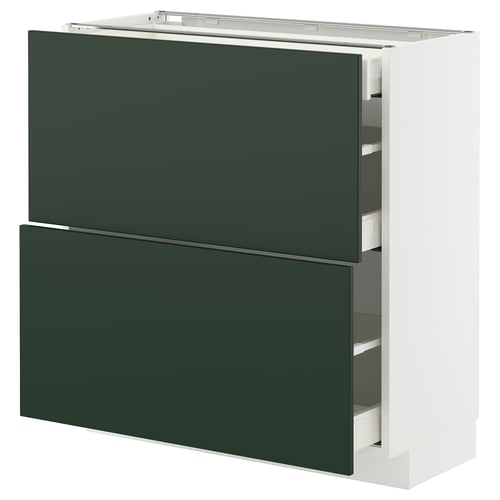 METOD / MAXIMERA Élément bas 2 faces/3 tiroirs, blanc/Havstorp vert profond, 80x37 cm