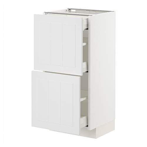 METOD / MAXIMERA Élément bas 2 faces/3 tiroirs, blanc/Stensund blanc, 40x37 cm