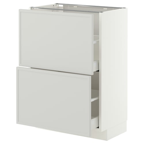 METOD / MAXIMERA Élément bas 2 tiroirs, blanc/Aspudden gris clair, 60x37 cm