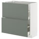 METOD / MAXIMERA Élément bas 2 tiroirs, blanc/Nickebo gris mat-vert, 80x37 cm