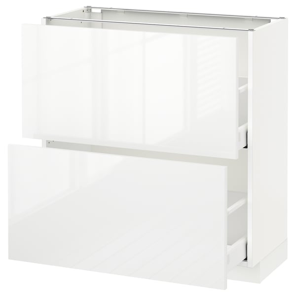 METOD / MAXIMERA Élément bas 2 tiroirs, blanc/Ringhult blanc, 80x37 cm
