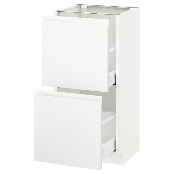 METOD / MAXIMERA Élément bas 2 tiroirs, blanc/Voxtorp blanc mat, 40x37 cm