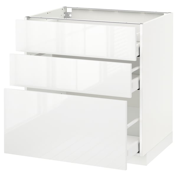 METOD / MAXIMERA Élément bas 3 tiroirs, blanc/Ringhult blanc, 80x60 cm