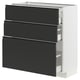 METOD / MAXIMERA Élément bas 3 tiroirs, blanc/Upplöv anthracite mat, 80x37 cm