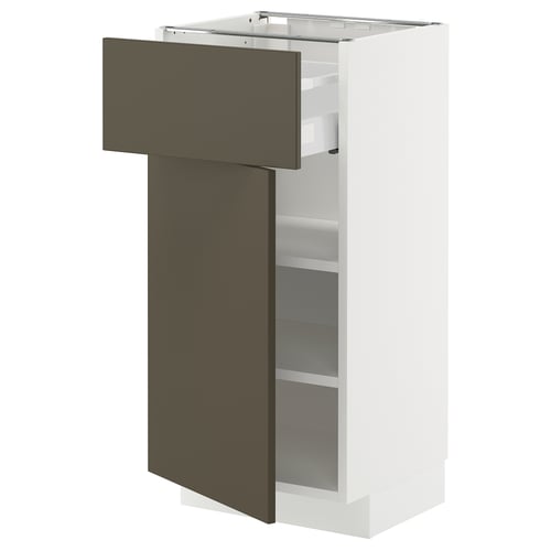 METOD / MAXIMERA Élément bas avec tiroir/porte, blanc/Havstorp brun-beige, 40x37 cm