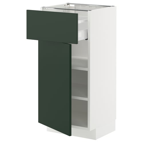 METOD / MAXIMERA Élément bas avec tiroir/porte, blanc/Havstorp vert profond, 40x37 cm