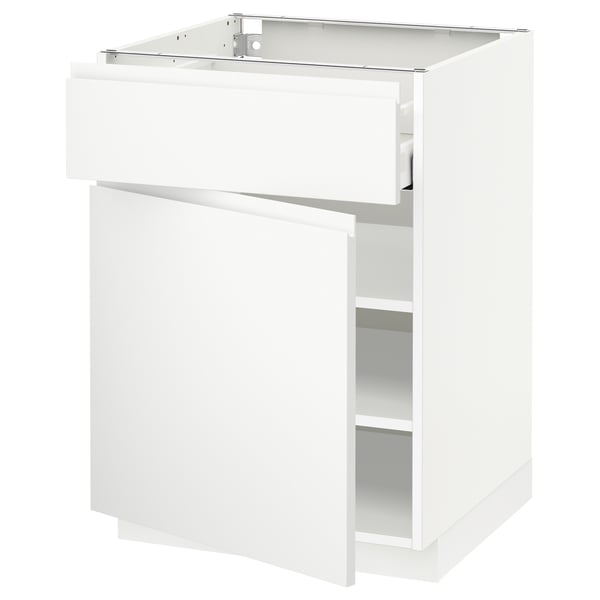 METOD / MAXIMERA Élément bas avec tiroir/porte, blanc/Voxtorp blanc mat, 60x60 cm