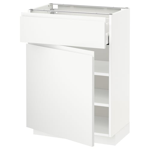 METOD / MAXIMERA Élément bas avec tiroir/porte, blanc/Voxtorp blanc mat, 60x37 cm