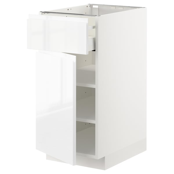 METOD / MAXIMERA Élément bas avec tiroir/porte, blanc/Voxtorp brillant/blanc, 40x60 cm