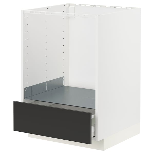 METOD / MAXIMERA Élément bas pour four avec tiroir, blanc/Nickebo anthracite mat, 60x60 cm