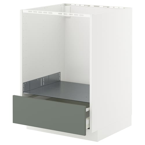 METOD / MAXIMERA Élément bas pour four avec tiroir, blanc/Nickebo gris mat-vert, 60x60 cm