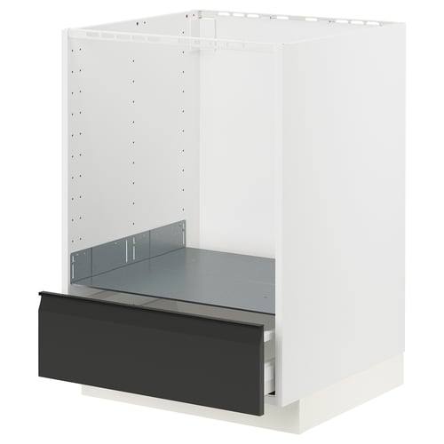 METOD / MAXIMERA Élément bas pour four avec tiroir, blanc/Upplöv anthracite mat, 60x60 cm
