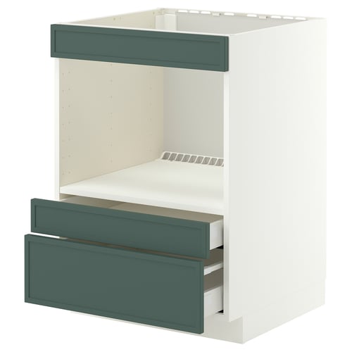 METOD / MAXIMERA Élément bas pr électroménager intég, blanc/Aspudden gris-vert foncé, 60x60 cm