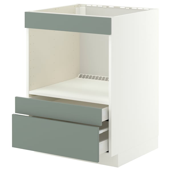 METOD / MAXIMERA Élément bas pr électroménager intég, blanc/Nickebo gris mat-vert, 60x60 cm