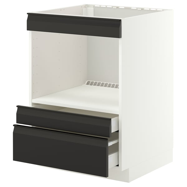METOD / MAXIMERA Élément bas pr électroménager intég, blanc/Upplöv anthracite mat, 60x60 cm