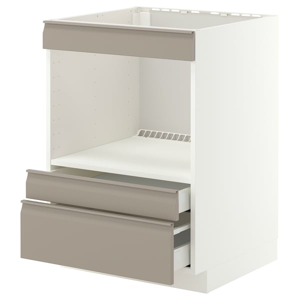 METOD / MAXIMERA Élément bas pr électroménager intég, blanc/Upplöv beige foncé mat, 60x60 cm
