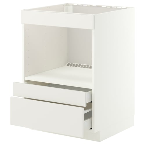 METOD / MAXIMERA Élément bas pr électroménager intég, blanc/Veddinge blanc, 60x60 cm